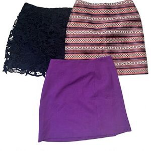LOFT Mini Skirt Trio - Black, Multicolor, Purple